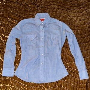 Women's Blue Button-Up Shirt